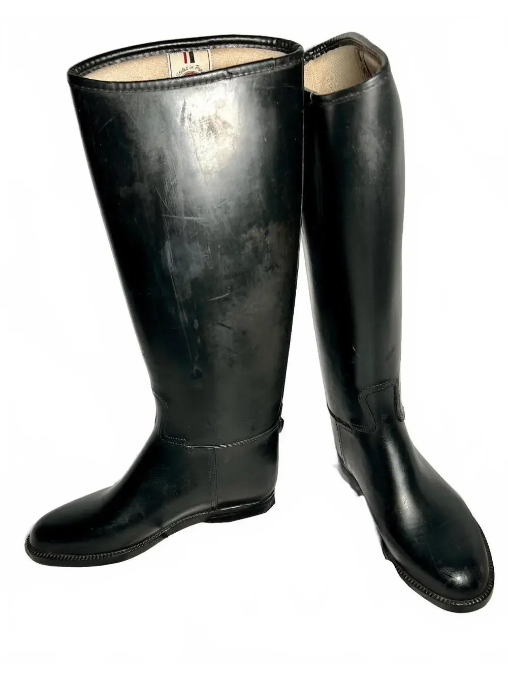 Cottage Craft Riding Boots Womens 6 Black Rubber Tall Equestrian Made in Israel